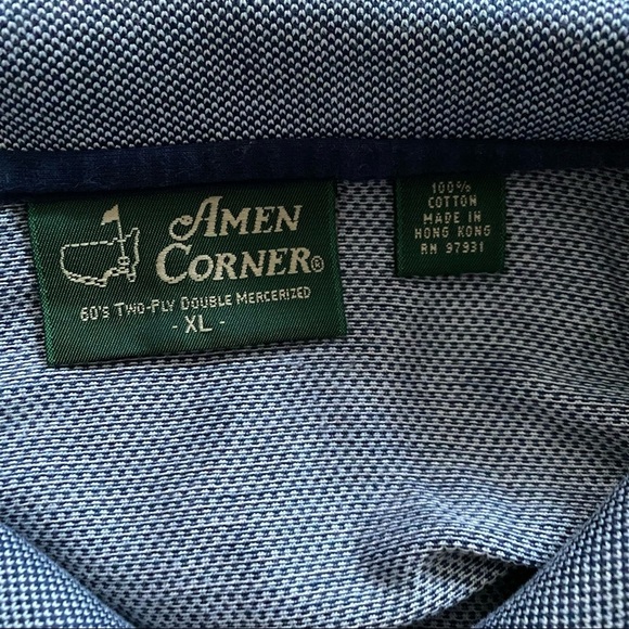 Amen Corner Masters Performance Tech Navy and Grey Micro Stripe Polo SZ … - Picture 7 of 7
